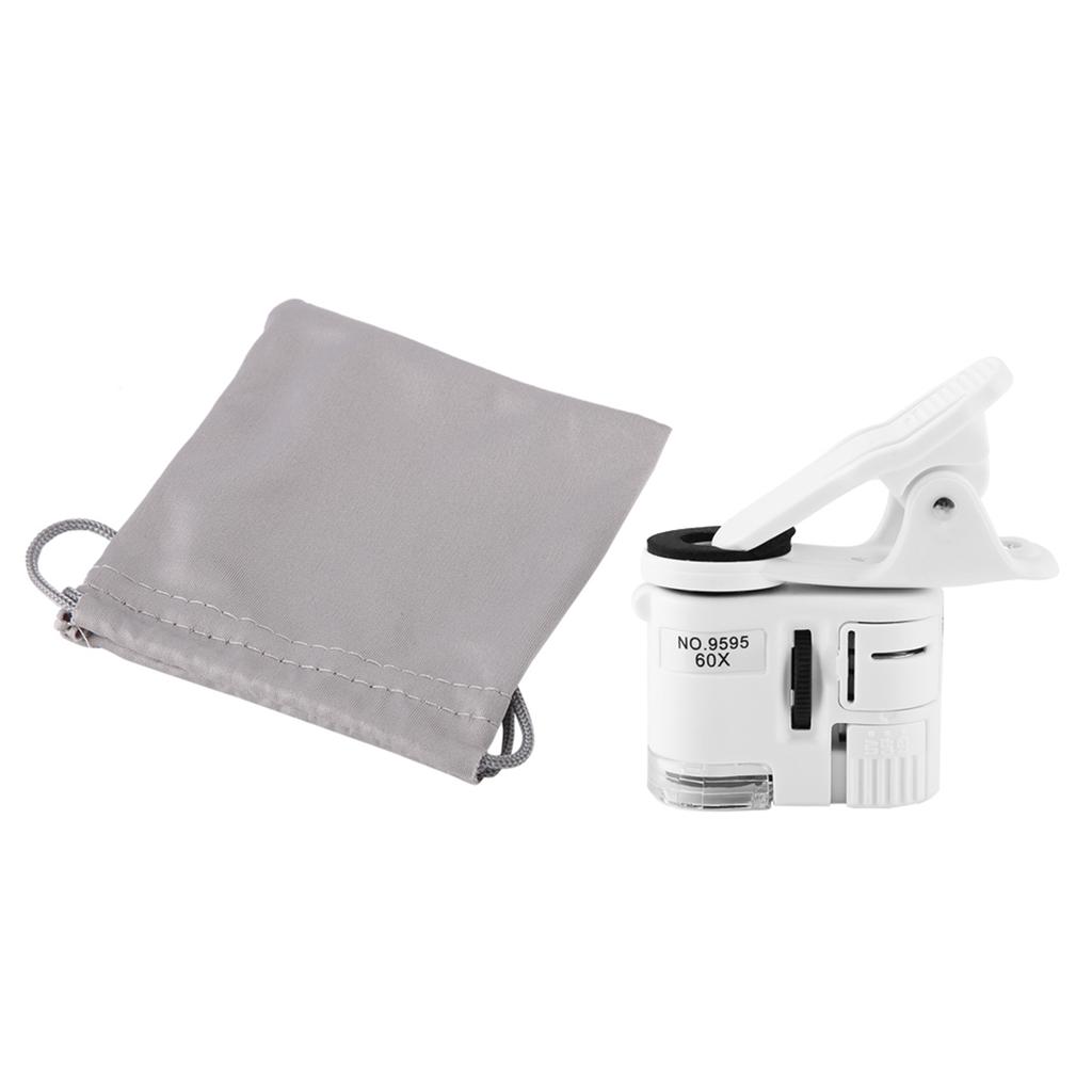 Mini Mobile Phone Microscope 9595W 60X Magnifying Glass LED UV Light Mini Mobile Phone Clip Microscope