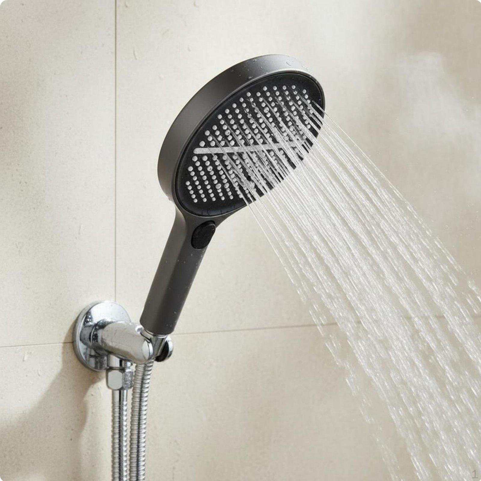 High Pressure Handheld Shower Nozzle Power Streams Rain Spray Combo Full Body Gunmetal Gray Spray Only
