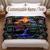 Tree of Life Theme Soft Blanket Personalized Custom Name Text Print Warm Blanket Home Sofa Bedroom Decor