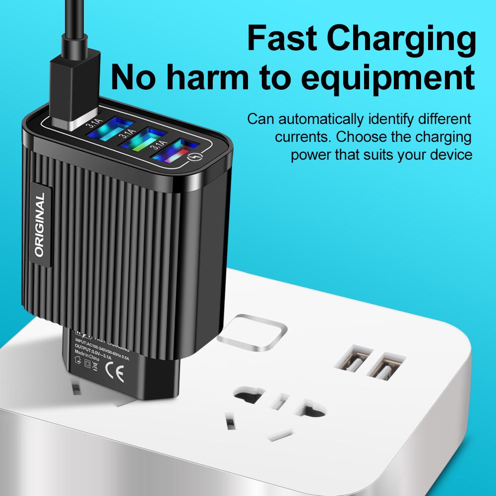 Smart Multi-Port USB Charger: 4-Port Mobile & Tablet Travel Adapter (EU/US Standard)