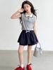 Girls' 2026 Sleeveless Polo Shirt & Sports Skirt Shorts Two-Piece Summer Set