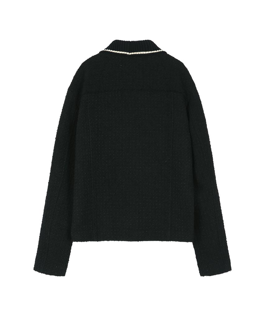 Adsb Andersson Bell Knit Collar Tweed Cardigan (Black)