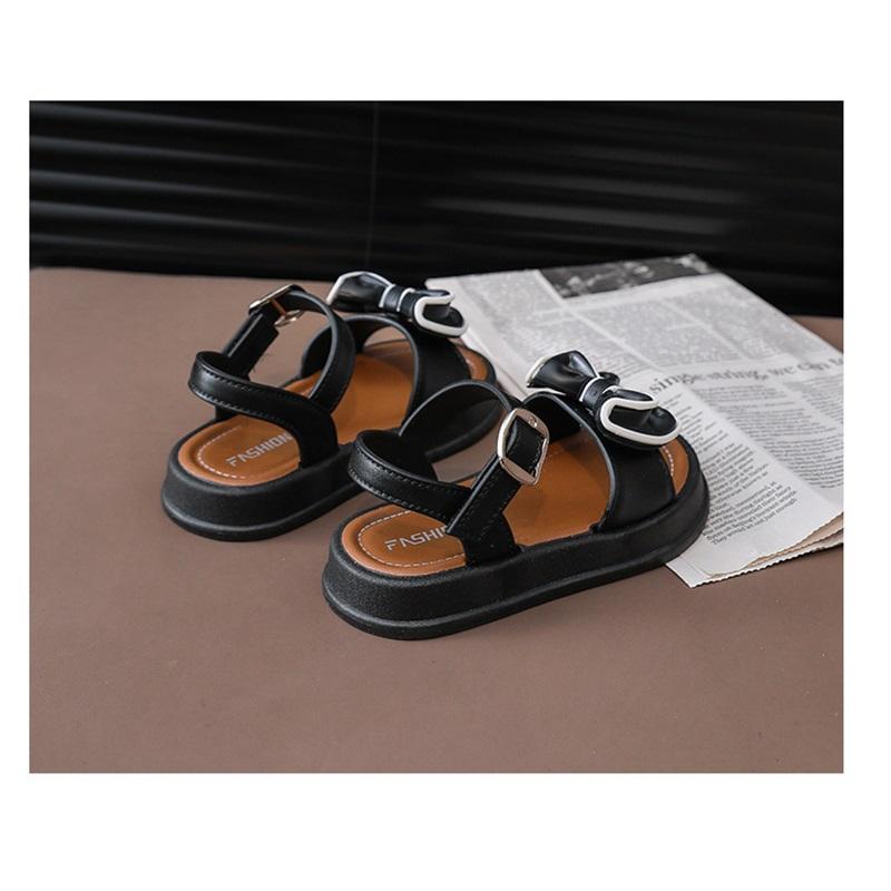 Children's Fashionable Sandals For Summer, Girls' Bow-shaped Princess Sandals. Student Outerwear With Velcro Sandals