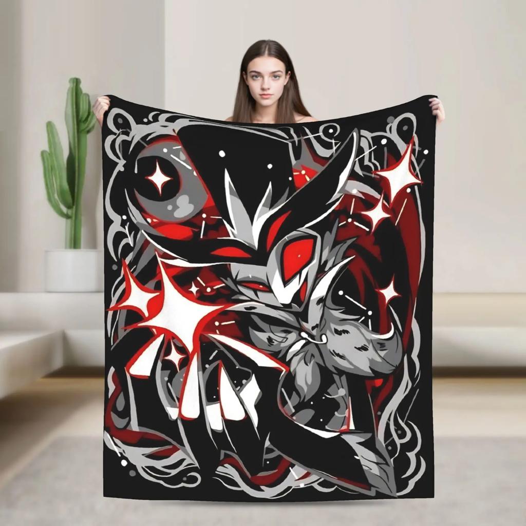 Warm Blanket Picnic Alastor Game VOX H-Hazbin Hotel Throw Blanket Flannel Bedspread For Couch Bed Fluffy Sofa Bed Cover