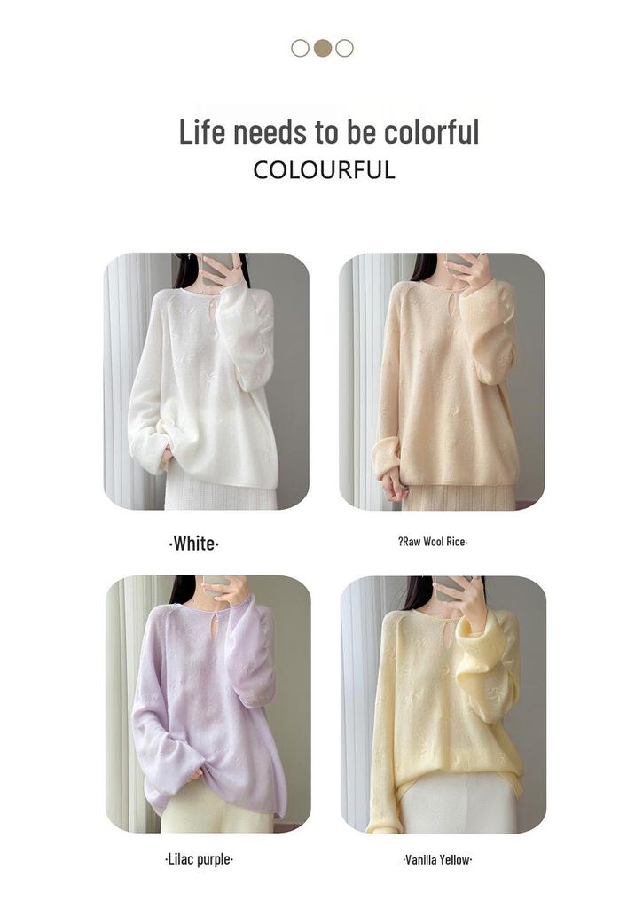 2026 Autumn/Winter Women's Lightweight Wool Knitwear: Soft Fluffy Loose Casual Round Neck Sweater.