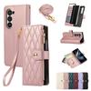 Crossbody Wrist Strap Wallet with Card Holder Phone Case for Samsung Galaxy Z Fold 7 6 5 4 Fold6 Fold5 Fold4 Fold3 Leather Cover