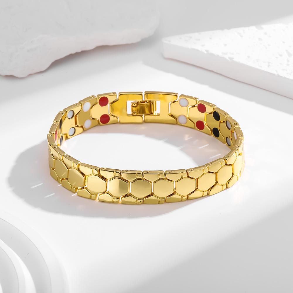 Шестиугольный Магнитный Браслет Узкий Съемный Унисекс Браслет для Пары Дизайн 4 в 1 Стильный Удобный золотой