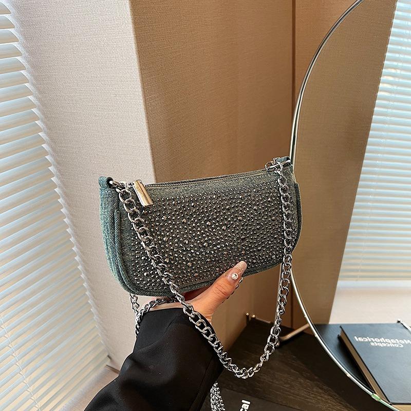 Summer niche full diamond bag women's new versatile chain messenger bag fashion shoulder small square bag