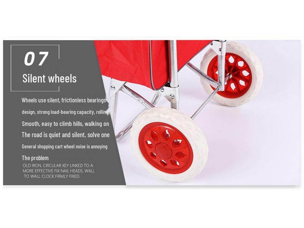 Portable Folding Shopping Cart with Stair-Climbing Wheels and Pull Handle