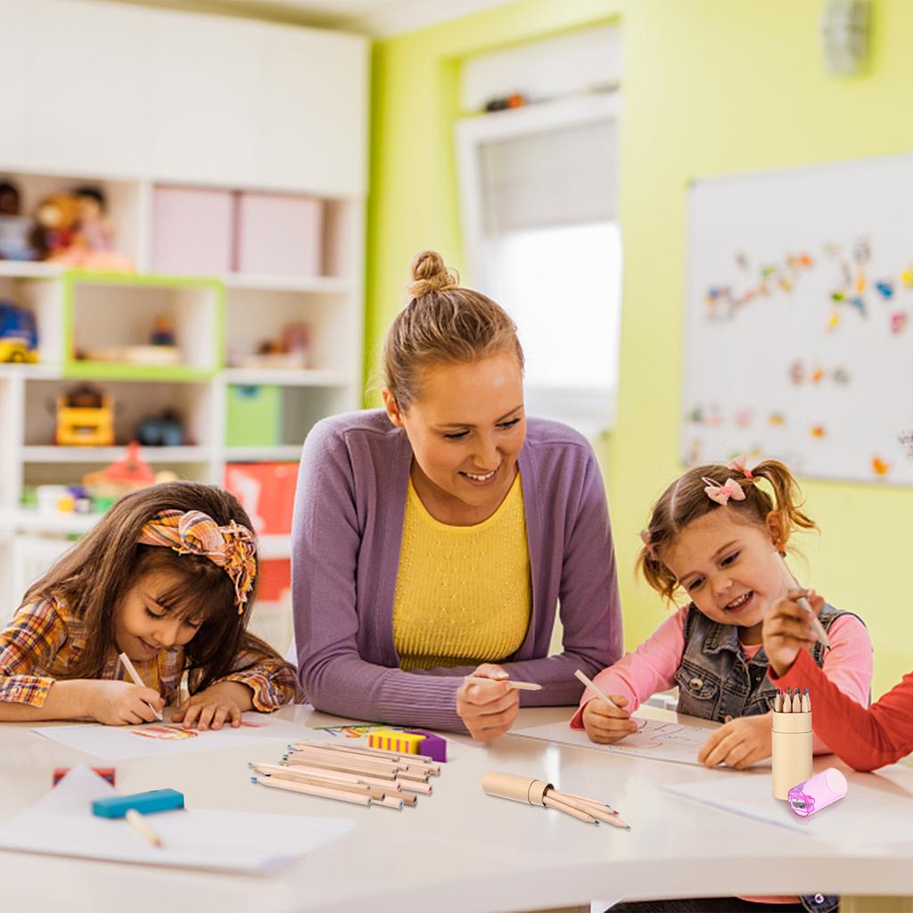 40 Pack Mini Drawing Colored Pencils With Sharpener 12 Color Mini Drawing Pencils Set 3.3Inch Short Fat Color Pencils In Tube Co