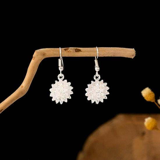 Peacock Tassel Earrings with Hollow Leaf Design in Retro Ethnic Style Imitation Silver for Women