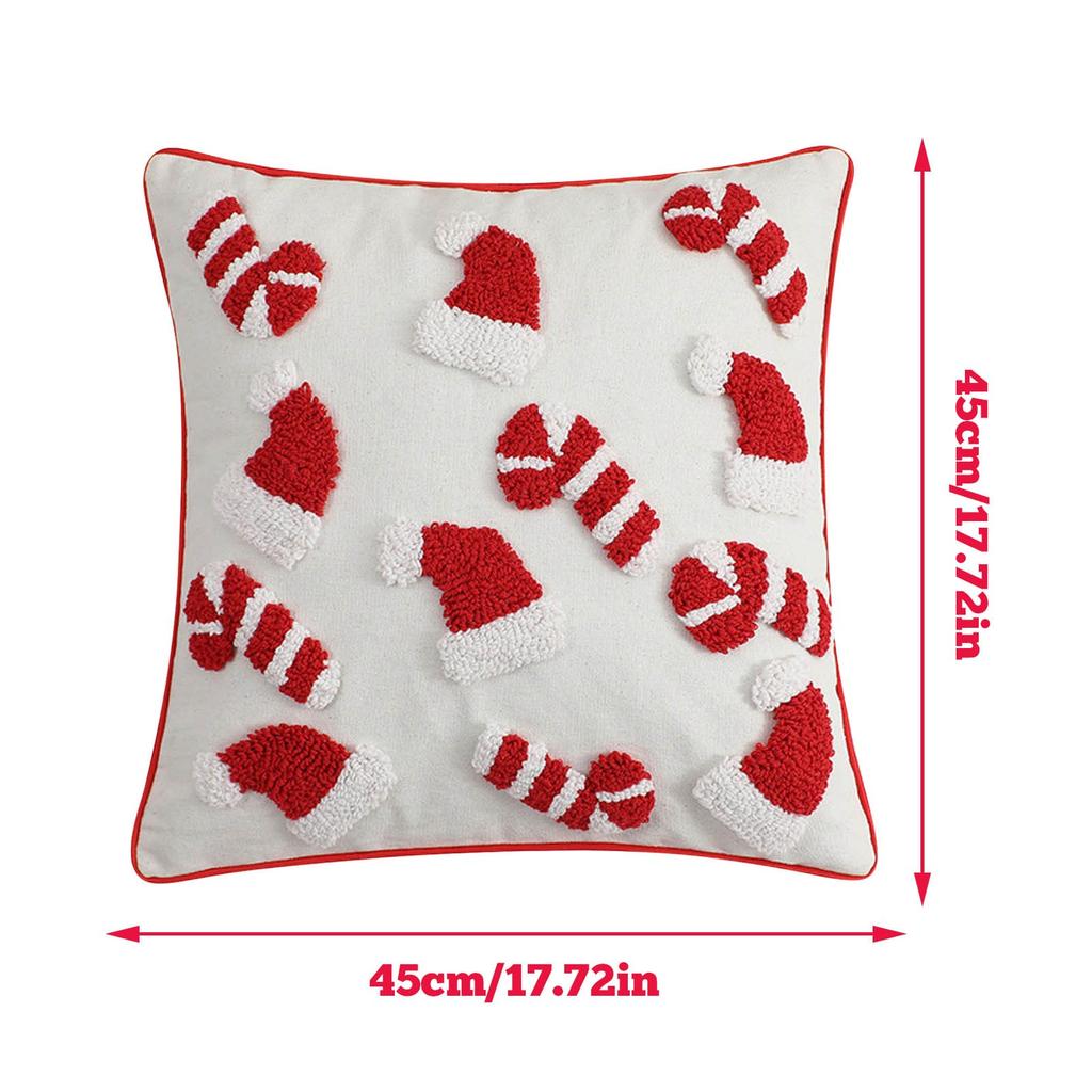 Christmas Theme Printing Tufted Pillow Cover Three-dimensional Pillow Cover Pillow Cushion, Christmas Home Decorations Pillow