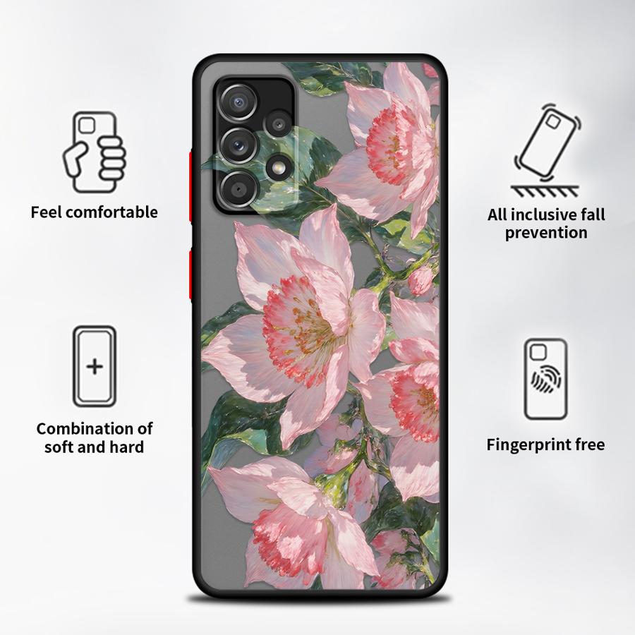 Phone Cover Case for Samsung Galaxy A54 A56 A55 A73 A33 A34 A36 A16 A15 A52S A72 A14 A23 A35 A17 A52 A53 Creative Flower Art