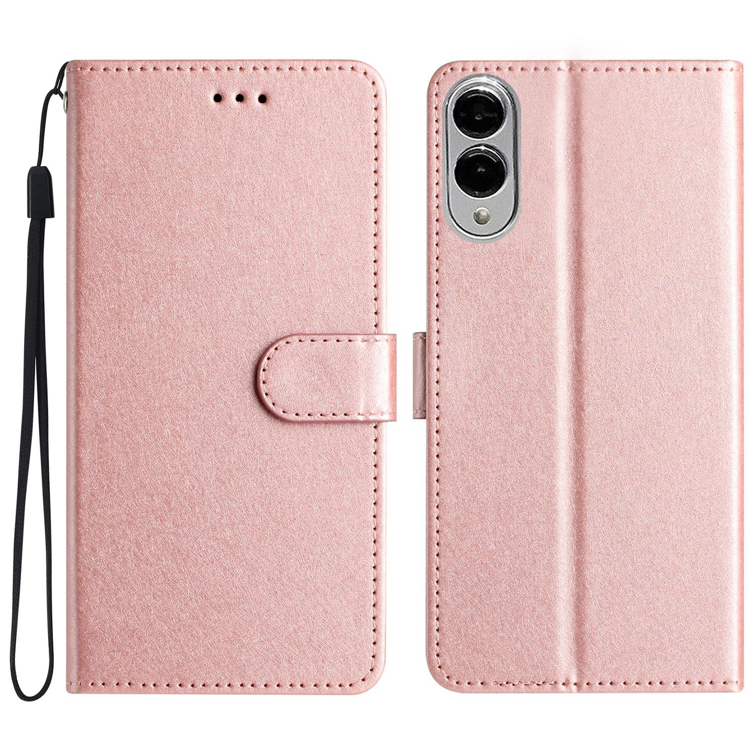 

For Samsung Galaxy S25 Edge Wallet Case Leather Folio Phone Cover Magnetic Clasp Rose Gold