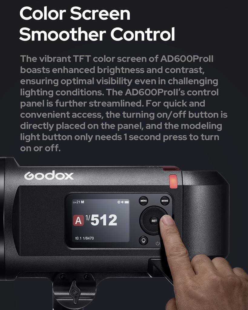 Godox AD600PRO II 600W Flash Professional Bowens High Speed Sync with X3 Trigger 40W Dual Color Modeling Light - Mount, Sync, One-Tap -