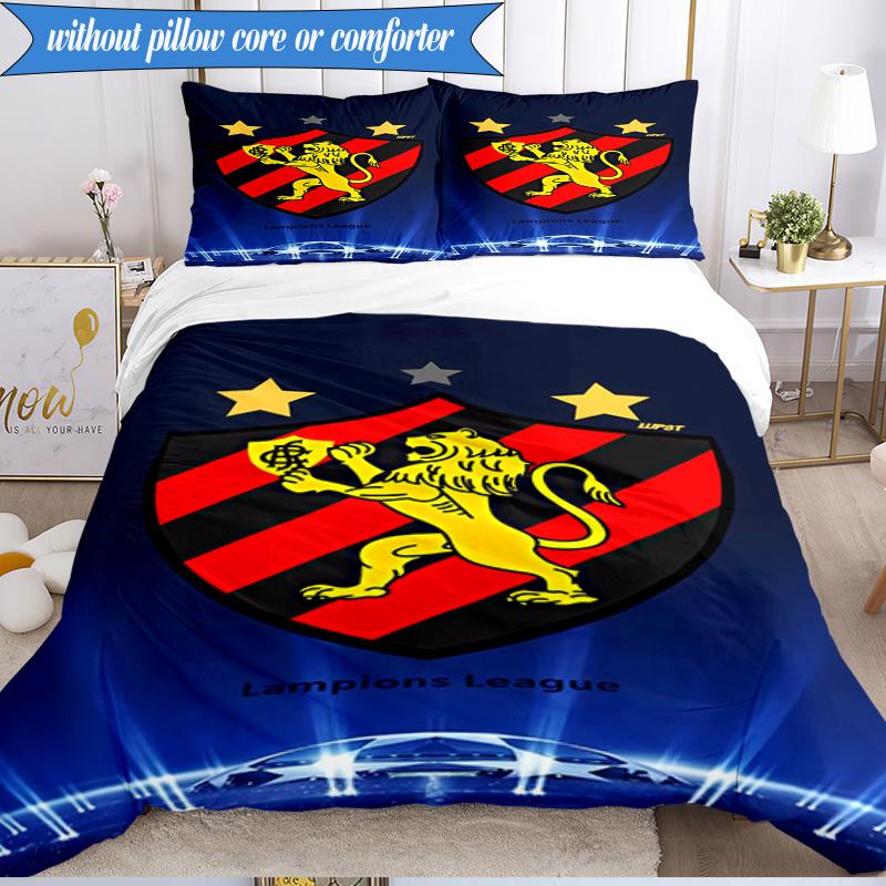 3PCS Sport Club Football Crest Printed Soft Bedding Set,Including 1pc Duvet Cover And 2pcs Pillowcases Perfect for Bedroom, Dormitory, Fan gift
