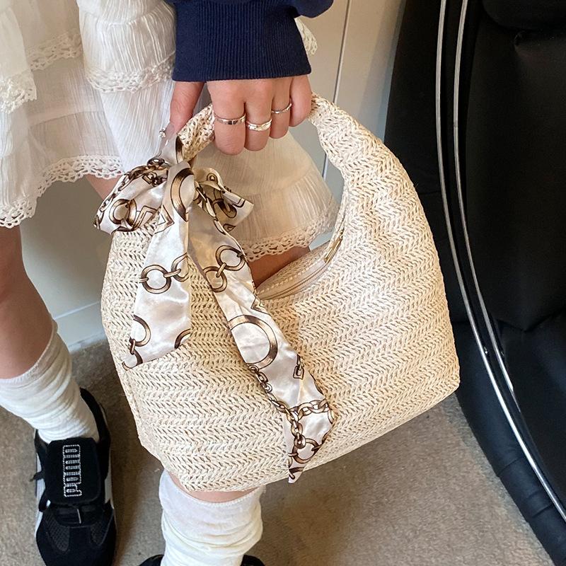 Summer Simple Woven Bag for Women's Beach Vacation Beach Bag Niche Fashion Casual Shoulder Bag Simple