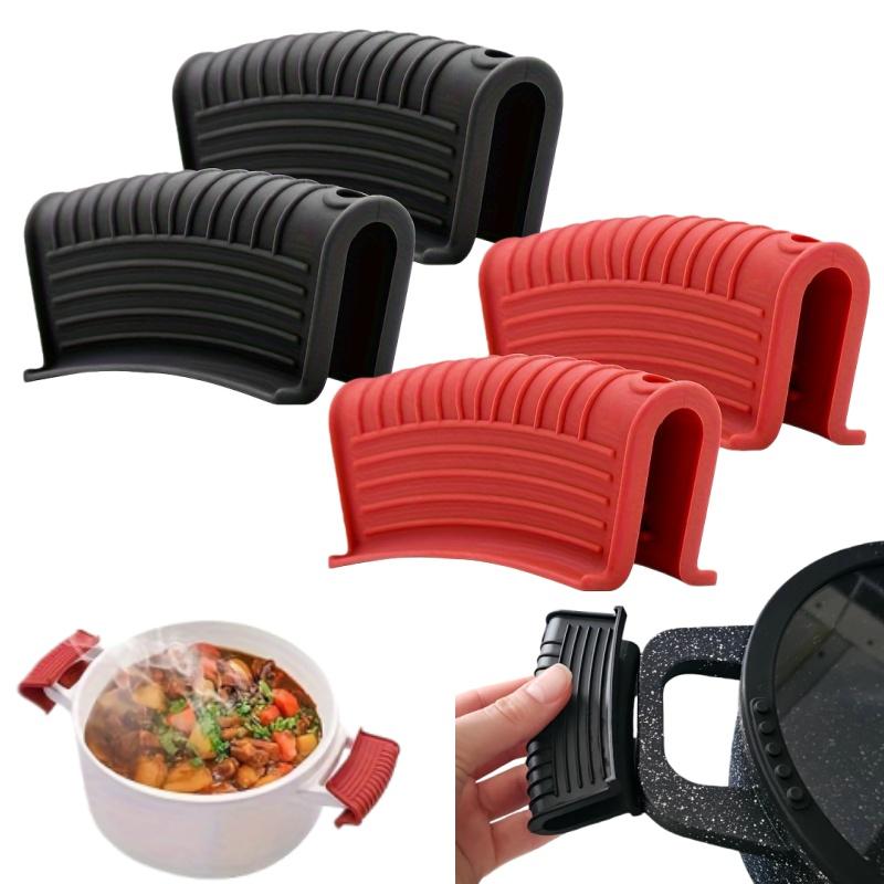2/4pcs Heat-Resistant Silicone Handle Covers Non-Slip Pots Ear Clip Holder for Oven Baking Pan Protective Grips Kitchen Cookware
