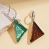 Resin Asymmetrical Geometric Triangle Silver Needle Earrings Vintage Simple Earrings