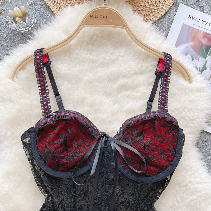 American Style Niche Style Sexy Sexy Thin See-through Lace Crocheted Camisole Women's Inner Wear Outer Wear Western Style Top