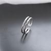 Adjustable Open Ring Women Men Double Layer Wavy Texture Minimalist Plated Geometric Band Vintage Chic Jewelry