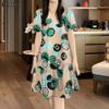 Women Casual Round Neck Short Sleeve Loose Summer Print Dress