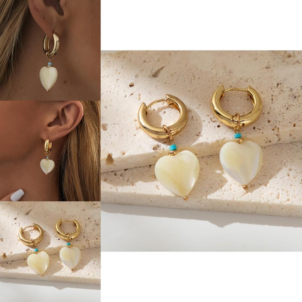 Earrings Retro Heartshaped For Women Elegant Geometric Design Copper