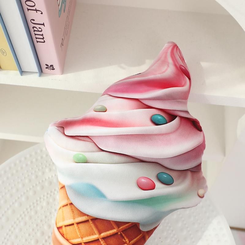 Simulare 3D Jucărie de Pluș Înghețată Mâncare Umplută Gustare Pernă Perna Con Dulce Kawaii Decor Cameră Cadou de Ziua de Naștere pentru Copii