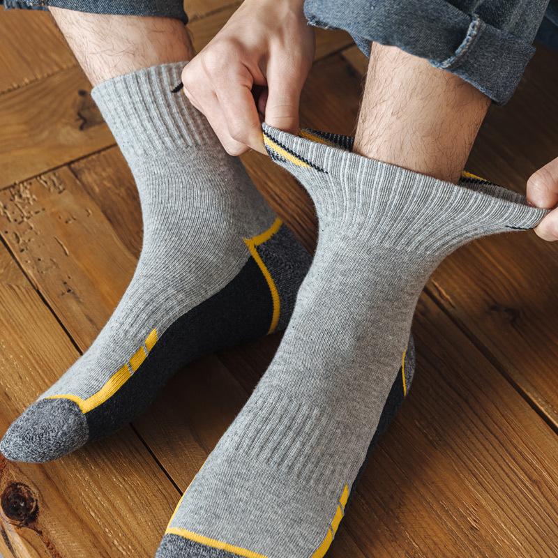 5 Pairs of Men's Autumn and Winter Match Color Thick Towel Bottom Sports Sweat Absorption Deodorizing Stockings