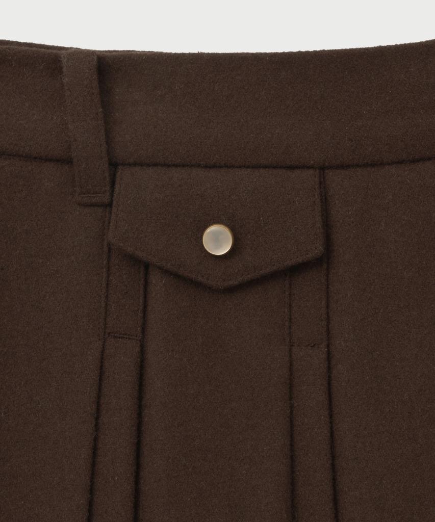 Seteo (W) Wool Blend Pleated Mini Skirt Dark Brown
