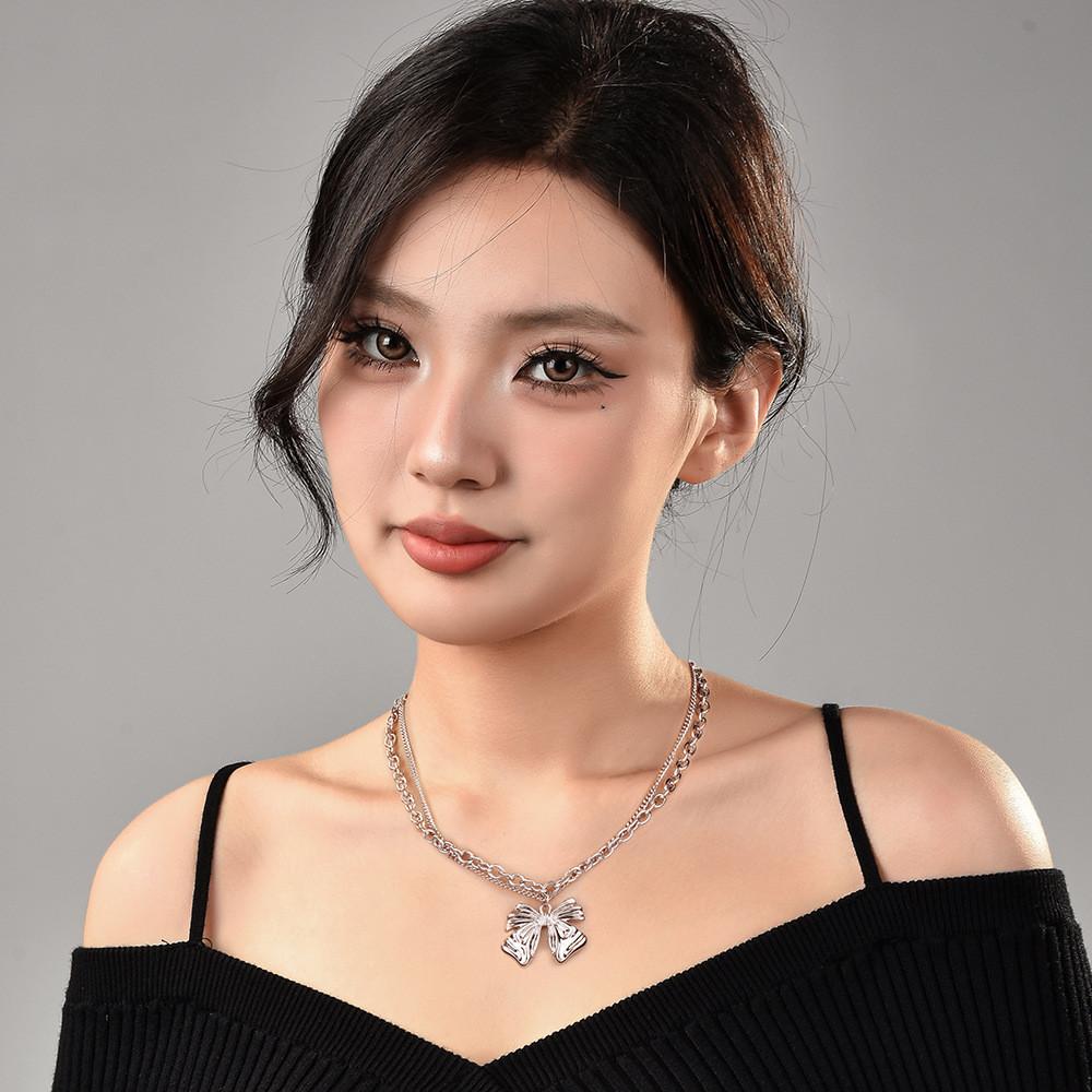 Modern Style Ins Butterfly Bow Necklace With Adjustable Length Ideal For Women Trendy