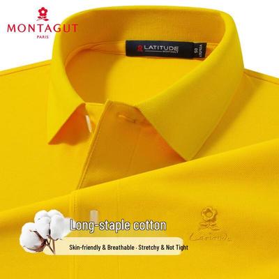 Cămașă Polo Premium Montagut pentru Bărbați, Bumbac Elastic, Răcoritoare, Respirabilă