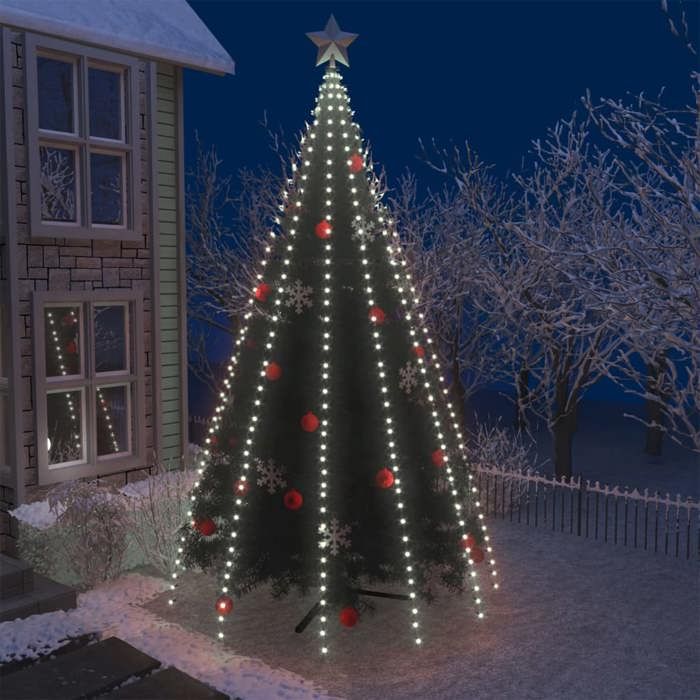 VidaXL Guirlande Lumineuse avec 500 LED Lumière de Décoration Arbre de Noël Chaîne LED Jardin Extérieur Arrière-cour Blanc 328896