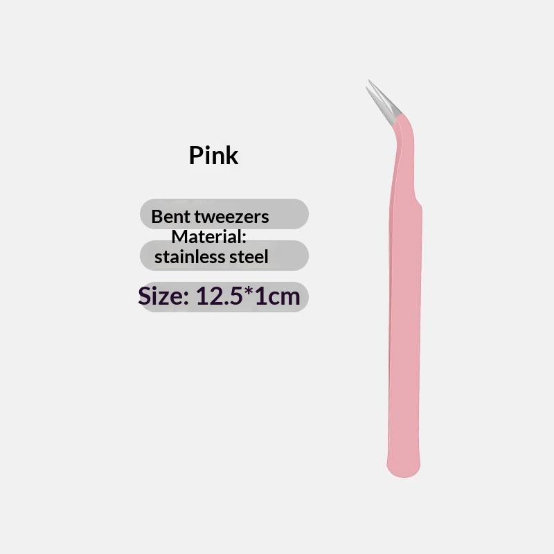 1Pcs Stainless Steel Eyelash Extension Tweezers Curved Straight Head Lashes Tweezer Non-Magnetic Eyelashes Nail Makeup Tools