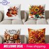 Heimdeko Herbstzaun Kürbisse Dekorative Kissenhülle Muster Kissenbezug Geeignet für Sofa Schlafzimmer Auto Kissenbezug