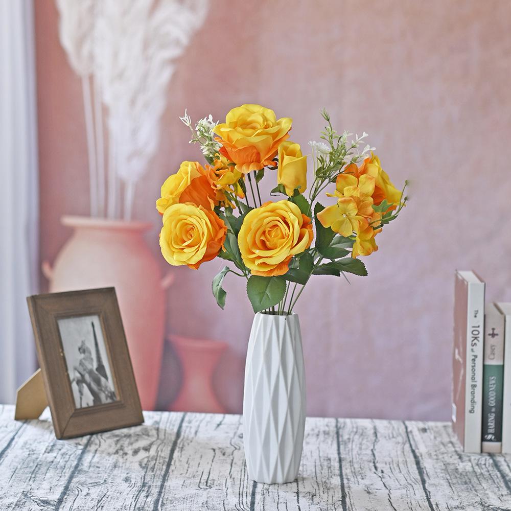 

11 роз Concubine, имитация букета, украшение для дома, искусственный цветок, украшение для гостиной, обеденного стола, цветочная композиция 50cm оранжевый