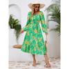 Spring and Autumn Women's Long Sleeve Printed Dress Slim Temperament Mid-Length Dresses