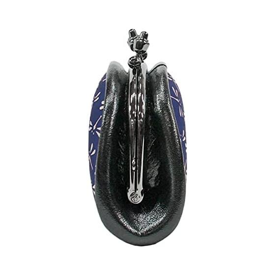 Inden-ya Inden Coin Purse, Deer Leather, Navy X White Lacquer, Dragonfly Pattern 1105-14-008