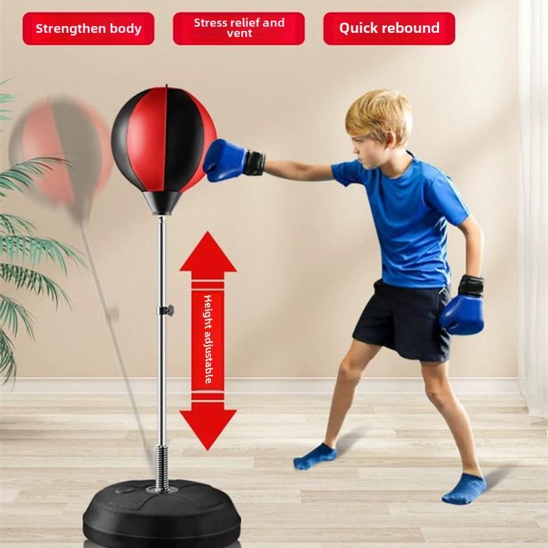 Adjustable Children's Boxing Training Set with 360° Bounce Punch Ball, Durable Gloves and Accessories - Boys and Girls, Christma