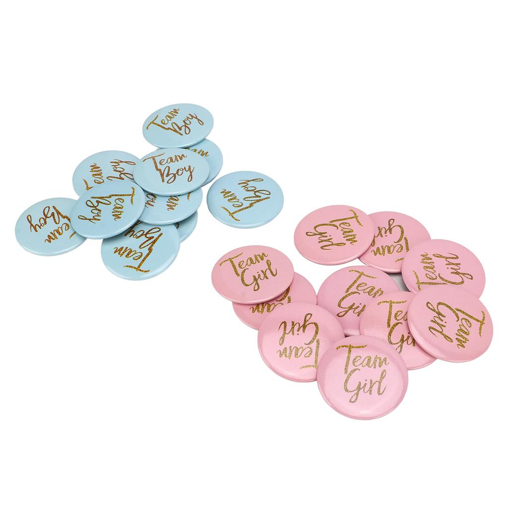 3packs Gender Reveal Button Pin Metal Material Blue Pink English Pattern Attractive Decorative
