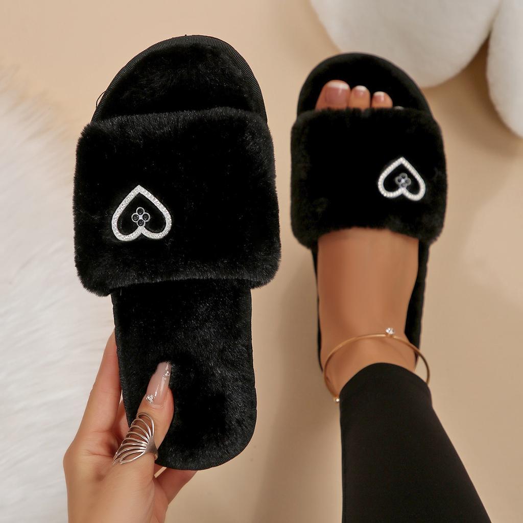 Fashion Luxury Glitter Butterfly Cotton Slippers Women 2025 Winter Warm Plush Non Slip Bedroom Slippers Fluffy Flat Indoor Shoes Woman