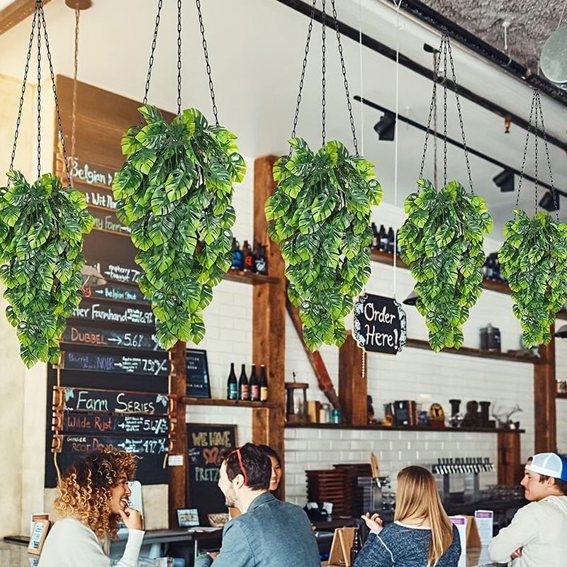 Simulation Small Turtle Back Leaf Wall Hanging Plastic Vine Artificial Plant Green Plant Wall False Flower Vine Balcony Decoration