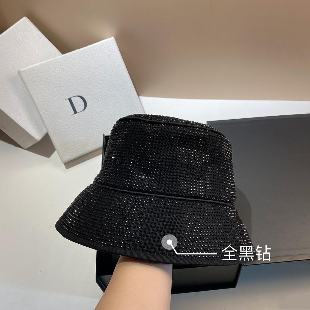 Spring And Summer Full Diamond Bucket Hat High Quality Acetic Acid Solid Color Basin Hat Versatile Outdoor Sunshade Casual Hat Women