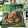 1pc Soft Cozy Flannel Blanket Lightweight Portable Throw with Two Red Squirrels Hugging In Forest, AllSeason Warmth for Bed, Couch, Camping, Office Na
