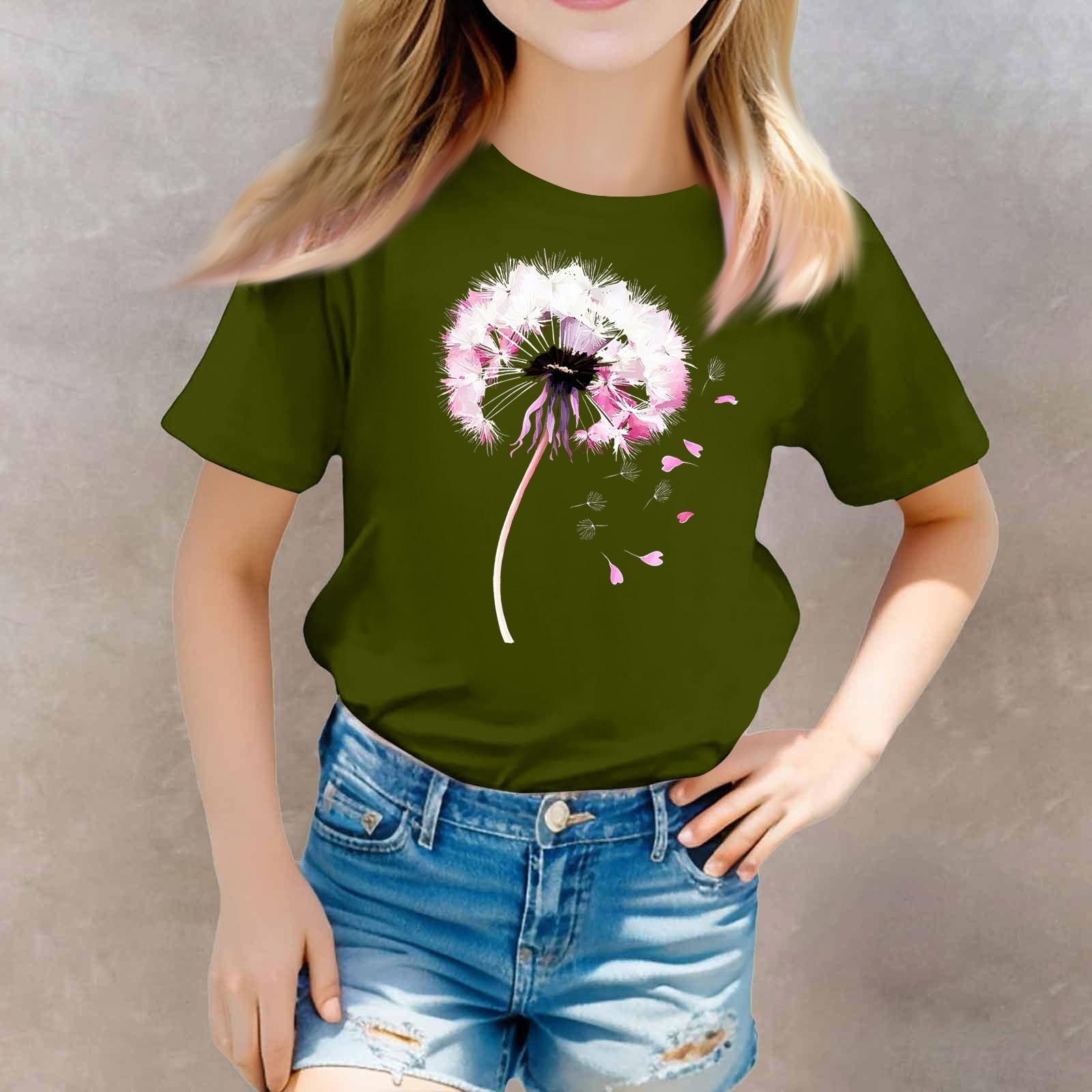 

Футболка с короткими рукавами и круглым вырезом для девочек в стиле кэжуал 100 армия зеленый