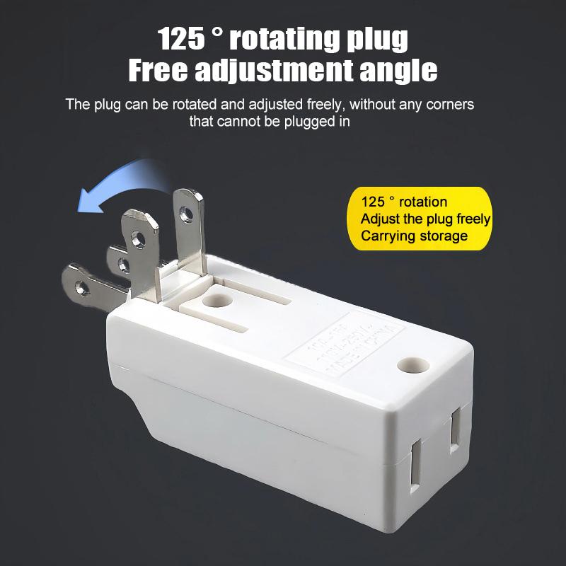 3 In 1 American Standard Power Plug Adapter Nema 1-15P Male To Female 125 Degree Rotation Us 2 Pin To 3 Pins Socket