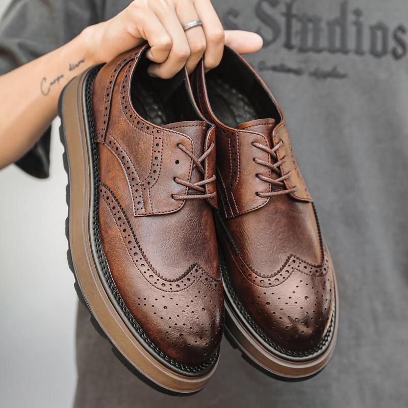 

Men s Business Vintage Brock British Wedding Summer Breathable Brown Lace-Up Suit Leather Shoes 98848-J 44 світло-коричневого кольору