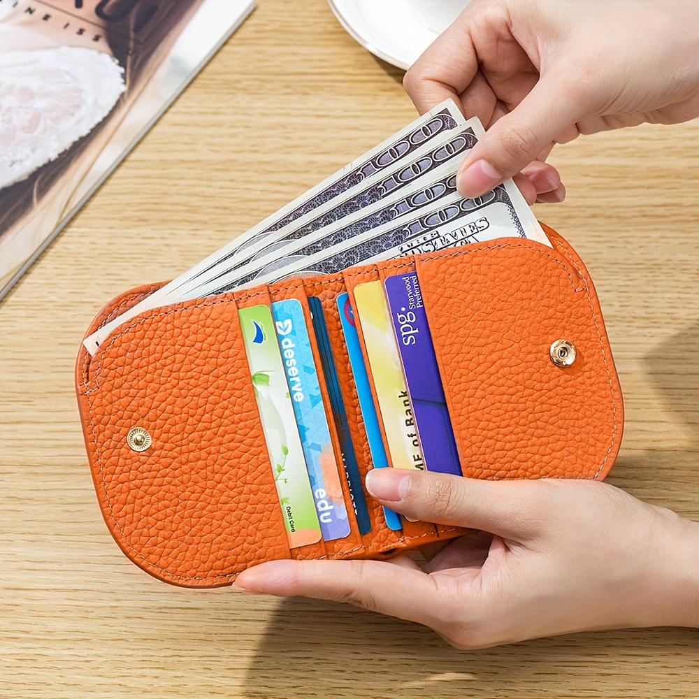 Women'S Genuine Leather Wallet, Slim Half-Round Design, Double-Fold Card Holder with Zipper for Coins, a Perfect Gift.
