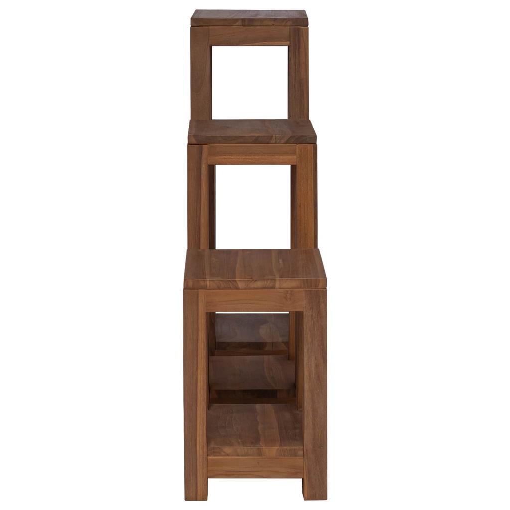 Plant Stand 3 Pcs Natural 25 X 25 X 80 Cm Solid Wood Teak