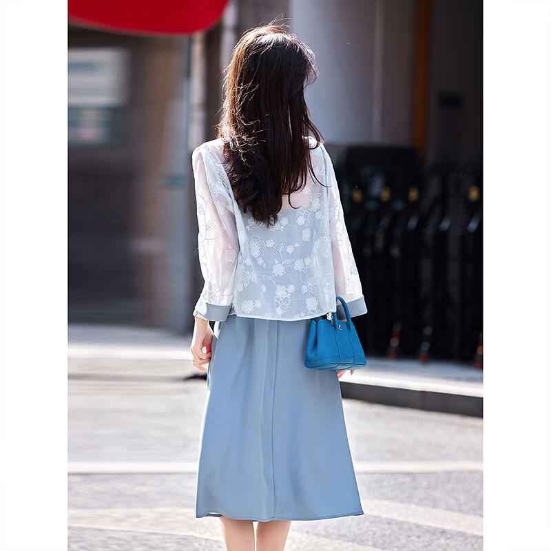 Summer New Chinese Style Jacquard Cardigan Dress Set